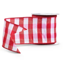 Raz Imports Raz 4" Red and White Gingham Wired Christmas Ribbon R4471788 Outlet