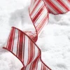 Raz Imports Raz 2.5" Red and White Metallic Peppermint Striped Wired Christmas Ribbon R4271839 Sale