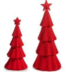 Raz Imports Raz 15.5" Red Flocked Christmas Tree Figures 4540855 Outlet