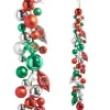Raz Imports Raz 4' Red, Green and Silver Vintage Ball Ornament Christmas Garland G4432700 Clearance