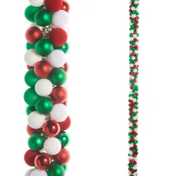 Raz Imports Raz 5' Red, Green, and White Ball Garland G4532821 New