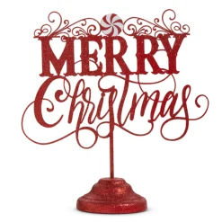 Raz Imports Raz 12.75" Red Merry Christmas On Stand Christmas Sign Decoration 4428091 New