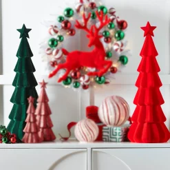 Raz Imports Raz 29.5" Red or Green Flocked Tree Christmas Decoration Best