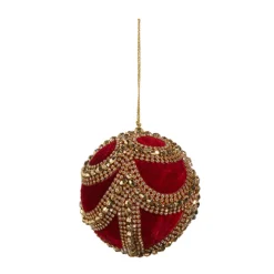 Raz Imports Raz 4" Red or Green Velvet Jeweled Ball Christmas Ornament Sale