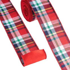 Raz Imports Raz 4" Red Tartan Plaid Wired Christmas Ribbon R4171882 Best
