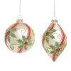 Raz Imports Raz 4" Red with Green Holly Glass Christmas Ornament 4524920 Best