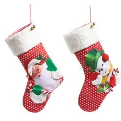 Raz Imports Raz 19" Retro Christmas Stocking Santa or Snowman 4416274 Sale