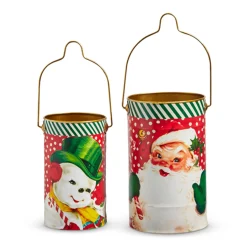 Raz Imports Raz 9.5" Retro Santa and Snowman Christmas Bucket Decorations Set of 2 4411208 Online