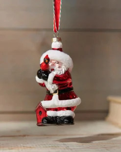 Raz Imports Raz 4" Santa Holding Cardinal Glass Christmas Ornament 4524940 Outlet