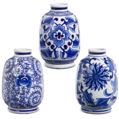 Raz Imports Raz 6.25" Set of 3 Blue Chinoiserie Delft Bud Vase X4334408 Best