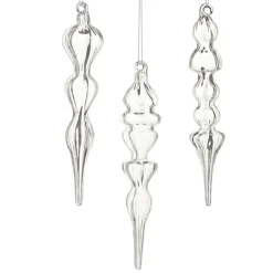 Raz Imports Raz 7.5" Set of 3 Clear Finial Glass Christmas Ornament 4523149 New