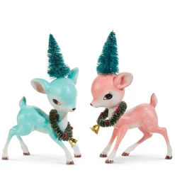 Raz Imports Raz 8.5" Set of 2 Festive Fawn Vintage Christmas Decorations 4520039 Clearance