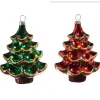 Raz Imports Raz 4.5" Set of 2 Green and Red Vintage Tree Glass Christmas Ornament 4524845 Clearance