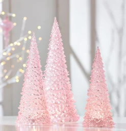 Raz Imports Raz 15.5" Set of 3 Lighted Pink Christmas Trees 4416231