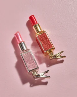 Raz Imports Raz 4.75" Set of 2 Pink and Red Lipstick Clip On Glass Christmas Ornament 4552955