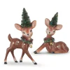 Raz Imports Raz 12" Set of 2 Retro Deer with Bottle Brush Trees 4212563 Online