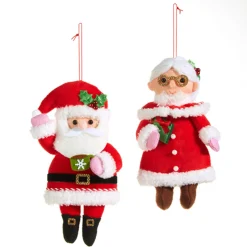 Raz Imports Raz 7.5" Set of 2 Santa and Mrs. Claus Felt Christmas Ornaments 4320055 Best