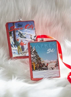 Raz Imports Raz 5" Set of 2 Vintage Ski Glass Christmas Ornament 4324518 Online