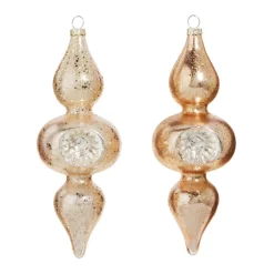 Raz Imports Raz 8" Silver and Gold Reflector Finial Glass Christmas Ornament 4324535 Outlet