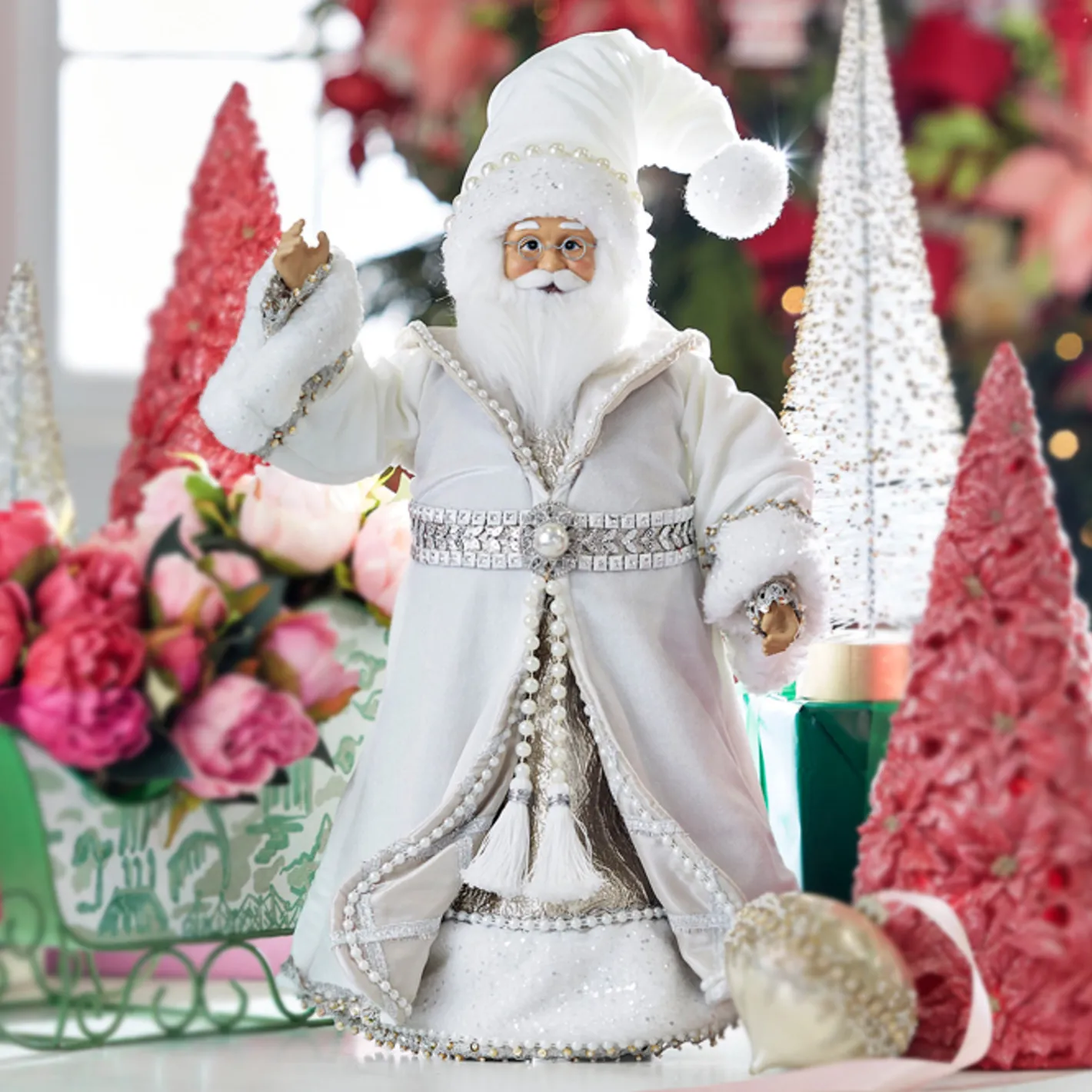 Raz Imports Raz 18" Silver and White Charming Holiday Santa Christmas Figure 4315517 Online