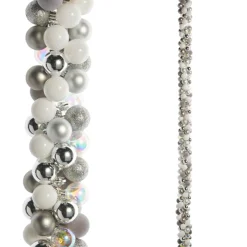 Raz Imports Raz 5' Silver and White Sparkle Ball Christmas Garland G4532838 Sale