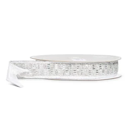 Raz Imports Raz 1.5" Silver Jeweled Wired Christmas Ribbon R4527746 Outlet