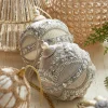 Raz Imports Raz 4" Silver or Ivory Jewel and Wrapped Thread Ball Christmas Ornament 4327325 Hot
