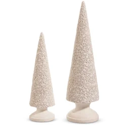 Raz Imports Raz 16.5" Textured White Cone Tree Set of 2 Christmas Decoration 4412130 Clearance