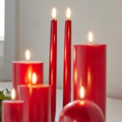 Raz Imports Raz 10" Uyuni Battery Operated Metallic Red Taper Candle with Lighted Flickering Wick 4432951 New