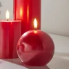 Raz Imports Raz 4" Uyuni Metallic Red Round Battery Operated Candle with Lighted Flickering Wick 4434528