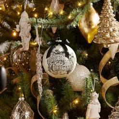 Raz Imports Raz 5" Vintage Merry Christmas Ball Glass Ornament 4524622 Clearance