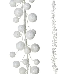 Raz Imports Raz 6' White Glittered Ball Ornament Christmas Garland G4202448 Best