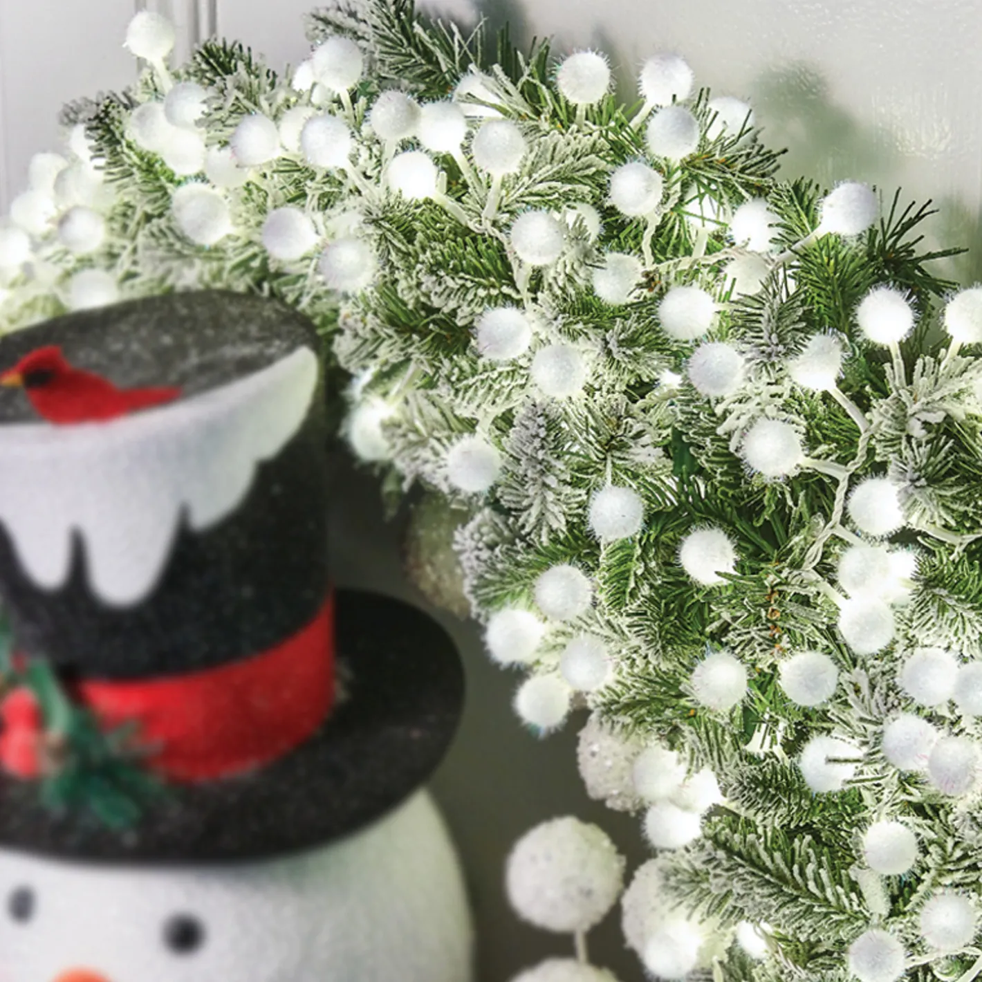 Raz Imports Raz 8' White Snowball LED Snake Light Christmas Lights L4037022 Sale