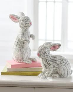Raz Imports Raz 12.75" White Woven Wicker Bunny Figures Set of 2 4511310 Hot