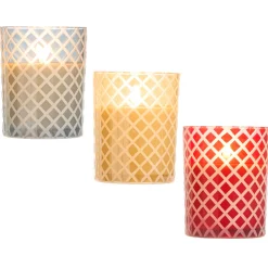Raz Imports Raz 4" x 5" Smoke Grey, Gold, or Red Etched Glass Flameless Candle Online