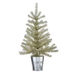 Raz Imports Raz Champagne Tinsel Tree In Galvanized Bucket Christmas Decoration