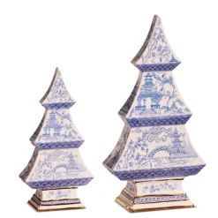 Raz Imports Raz Chinoiserie Delft Blue Christmas Tree Figures Hot