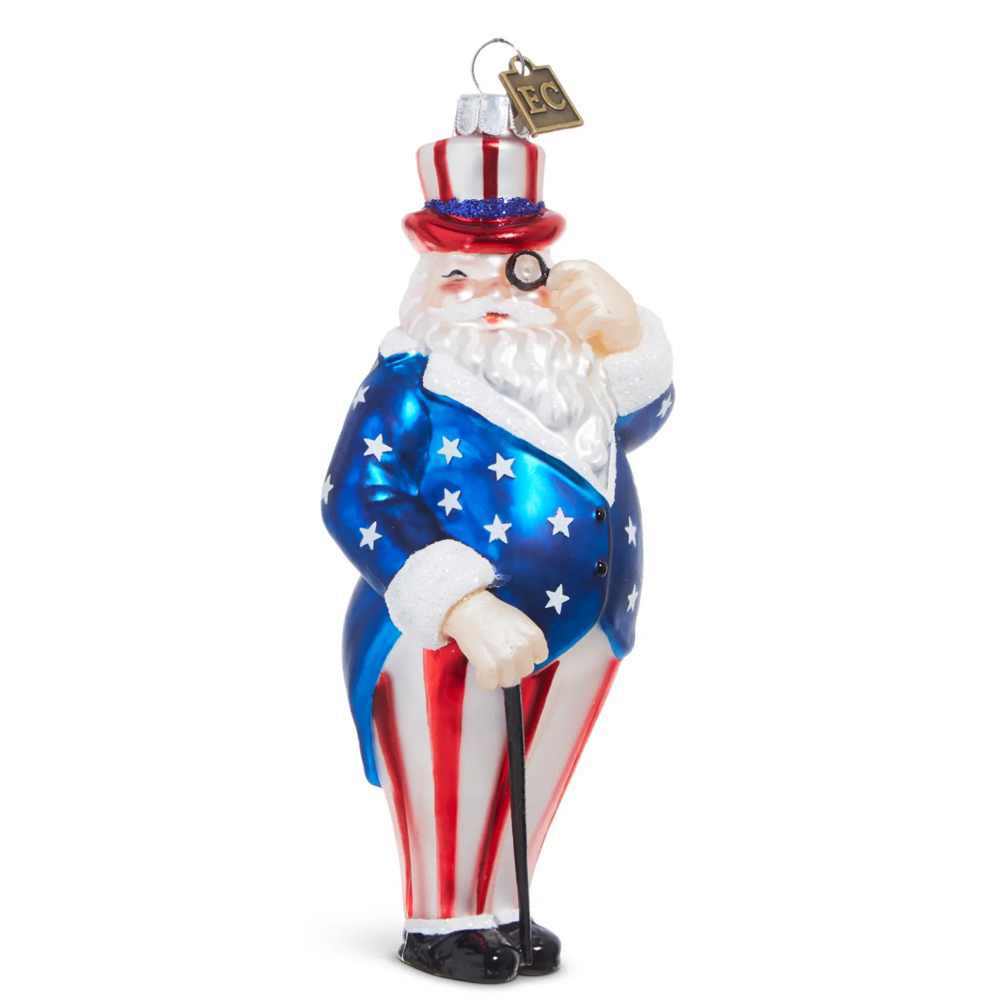 Raz Imports Raz Eric Cortina 5.5" Patriotic Santa Glass Christmas Ornament 4353129 Hot