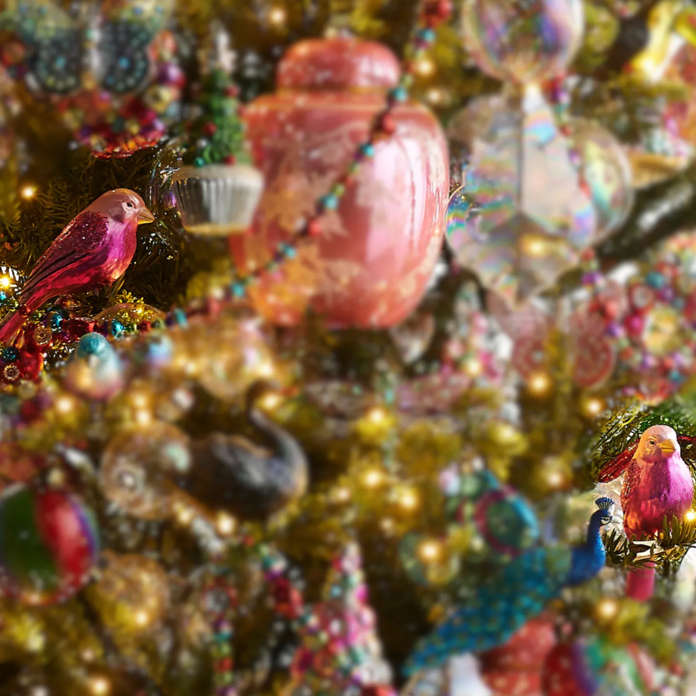 Raz Imports Raz Eric Cortina 5.5" Set of 2 Pink Clip On Fantasy Bird Glass Christmas Ornament 4553136 New