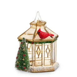 Raz Imports Raz Glass Lighted Gold Church or Pagoda Christmas Figure New