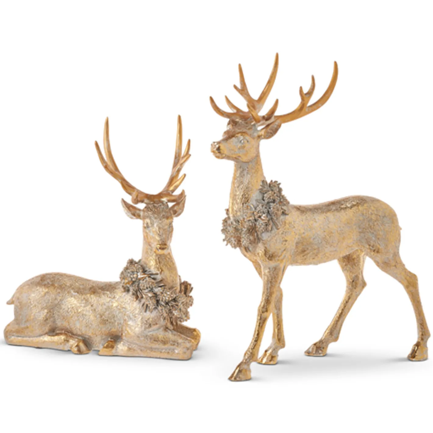 Raz Imports Raz Gold Deer with Christmas Wreath Figure Set of 2 4211148 Hot