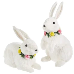 Raz Imports Raz Large White Sisal Bunnies Easter Figures Set of 2 4303437 Hot