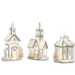 Raz Imports Raz Lighted Silver Church or Pagoda Glass Christmas House Decoration Hot