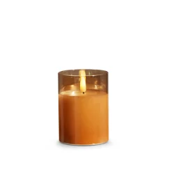 Raz Imports Raz Pillar Battery Operated Flickering Candle In Gold Glass Online