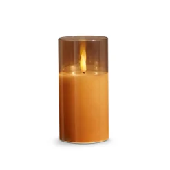 Raz Imports Raz Pillar Battery Operated Flickering Candle In Gold Glass Online