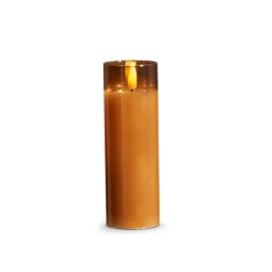Raz Imports Raz Pillar Battery Operated Flickering Candle In Gold Glass Online