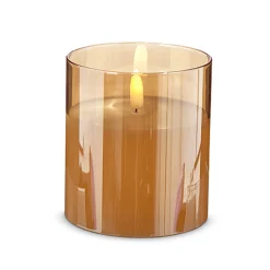Raz Imports Raz Pillar Battery Operated Flickering Candle In Gold Glass Online