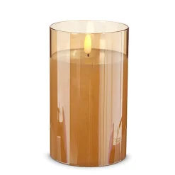 Raz Imports Raz Pillar Battery Operated Flickering Candle In Gold Glass Online
