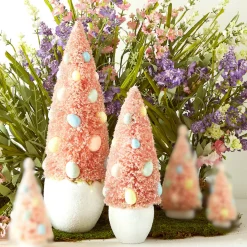 Raz Imports Raz Potted Pink Bottle Brush Trees with Easter Egg Ornaments Set of 2 4415512 Best