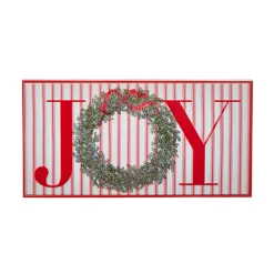 Raz Imports Raz Red and White Striped Joy or Noel Metal Framed Christmas Sign Outlet
